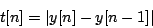 \begin{displaymath}
t[n] = \left \vert y[n] - y[n-1] \right \vert
\end{displaymath}