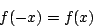 \begin{displaymath}
f(-x) = f(x)
\end{displaymath}