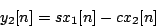 \begin{displaymath}
{y_2}[n] = s {x_1}[n] - c {x_2}[n]
\end{displaymath}