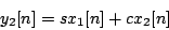 \begin{displaymath}
{y_2}[n] = s {x_1}[n] + c {x_2}[n]
\end{displaymath}